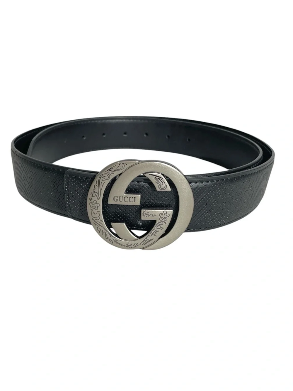 🖤Men’s Black Belt with Engraved Interlocking Buckle 🖤